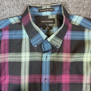 Paul Frederick Shirt Size XL Slim Fit Finest Long Staple Cotton Colorful Plaid